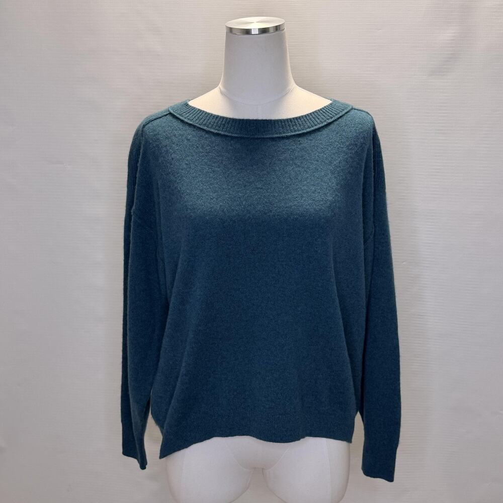 Saturday Sunday Sweater Womens Medium Blue 100% Cashmere Crewneck Pullover Knit